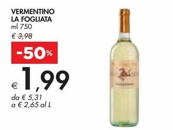 Bennet Vermentino la fogliata ml 750 offerta