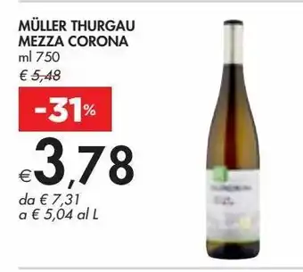 Bennet Muller thurgau mezza corona ml 750 offerta