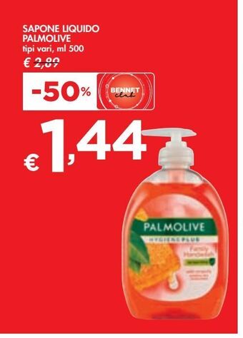 Bennet Sapone liquido palmolive tipi vari, ml 500 offerta