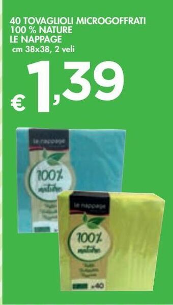 Bennet 40 tovaglioli microgoffrati 100 % nature le nappage cm 38x38, 2 veli offerta