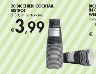 Bennet 20 bicchieri cocktail bistrot cl 33, in cartoncino offerta
