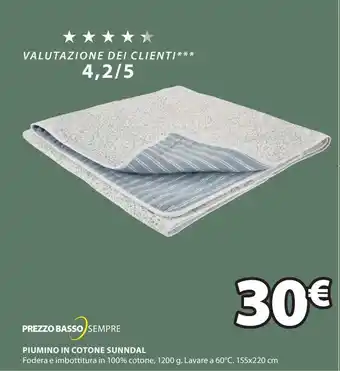 JYSK Piumino in cotone sunndal offerta