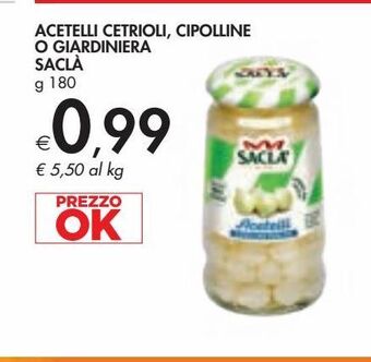 Bennet Acetelli cetrioli, cipolline o giardiniera sacla g 180 offerta