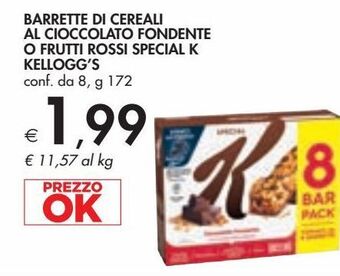 Bennet Barrette di cereali al cioccolato fondente o frutti rossi special k kellogg's conf. da 8, g 172 offerta