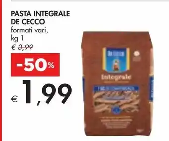 Bennet Pasta integrale de cecco formati vari, kg 1 offerta