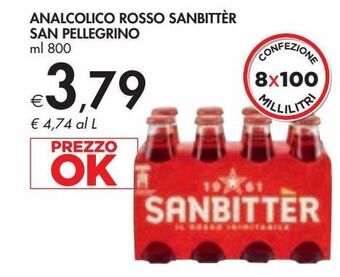 Bennet Analcolico rosso sanbittèr san pellegrino ml 800 offerta