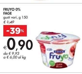 Bennet Fruyo 0% fage gusti vari, g 150 offerta