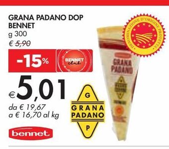 Bennet Grana padano dop bennet g 300 offerta