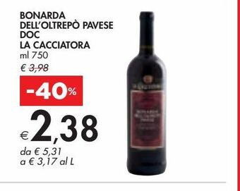 Bennet Bonarda dell'oltrepò pavese doc la cacciatora ml 750 offerta