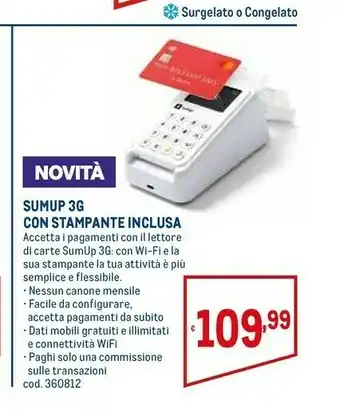 Metro Sumup 3G con stampante inclusa offerta
