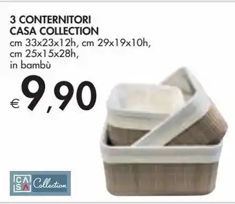 Bennet 3 contenitori casa collection cm 33x23x12h, cm 29x19x10h, cm 25x15x28h, in bambù offerta
