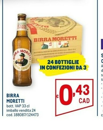 Metro Moretti Birra offerta