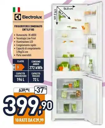 Unieuro Electrolux Frigorifero Combinato ENT1LF18S offerta