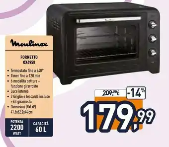 Unieuro Moulinex Fornetto OX4958 offerta
