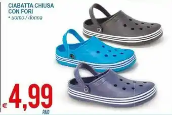 MD Discount Ciabatta Chiusa Con Fori Uomo / Donna offerta