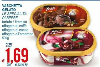 MD Discount Le Specialità Di Beppe Vaschetta Gelato Tartufo / Tiramisù / Affogato Al Caffè / Affogato Al Cacao / Affogato All'amarena offerta