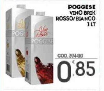 Eurocash Poggese Vino Brik Rosso/ Bianco 1 Lt offerta