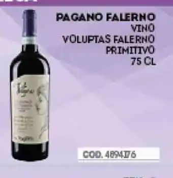 Eurocash Pagano Falerno Vino Voluptas Falerno Primitivo 75 cl offerta