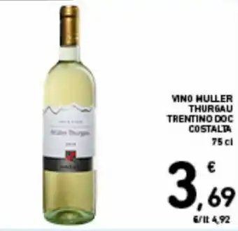 Spazio Conad Costalta Vino Müller Thurgau Trentino Doc 75 cl offerta