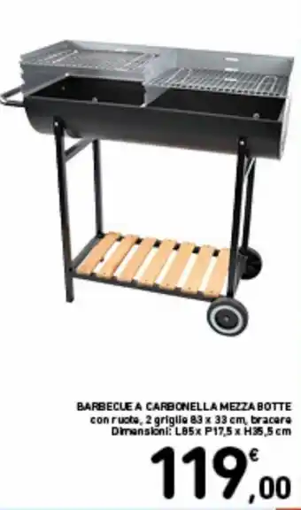 Spazio Conad Barbecue a Carbonella mezza botte L85 x P17,5 x H35,5 cm offerta