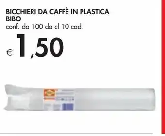 Bicchieri da caffè in plastica bibo conf. da 100 da cl 10 cad.