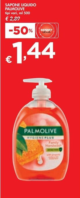 Bennet Sapone liquido palmolive tipi vari, ml 500 offerta
