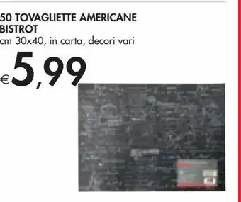 Bennet 50 tovagliette americane bistrot cm 30x40, in corto, decori vari offerta