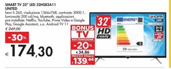 Bennet Smart tv 32" led 32hs82a11 united offerta