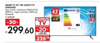 Bennet Smart tv 43" led 43au7172 samsung offerta