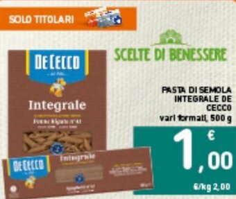 Spazio Conad De Cecco Pasta di Semola Integrale 500 g offerta