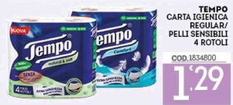 Eurocash Tempo Carta Igienica Regular/Pelli Sensibili 4 Rotoli offerta