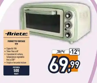 Unieuro Ariete 979 18 L Bianco, Verde 1380 W offerta