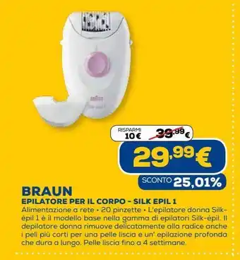 Euronics Braun epilatore per il corpo - silk epil 1 offerta
