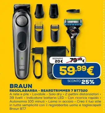 Euronics Braun regolabarba — beardtrimmer 7 bt7320 offerta
