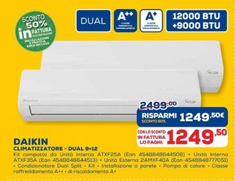 Euronics Daikin climatizzatore - dual 9+12 offerta