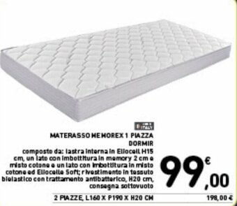 Spazio Conad Dormir Materasso Memorex 1 Piazza offerta