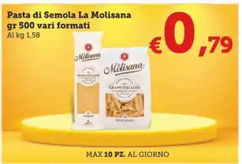 MAX Supermercati La Molisana Pasta di Semola 500 gr vari formati offerta