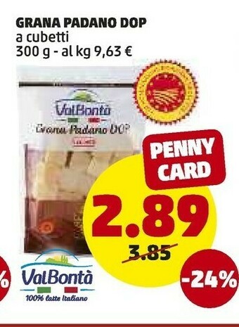 PENNY Valbonta Grana Padano Dop A Cubetti offerta
