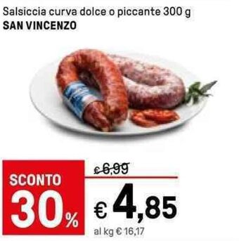 Iper La Grande San Vincenzo Salsiccia curva dolce o piccante 300 g offerta