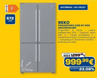 Euronics Beko frigorifero side by side gn1406231xbn offerta