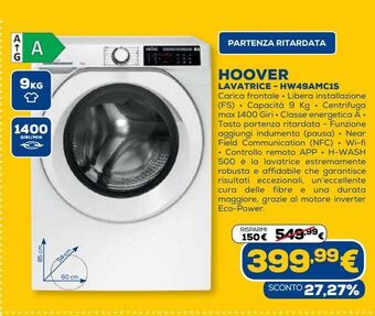 Euronics Hoover lavatrice - hw49amc1s offerta