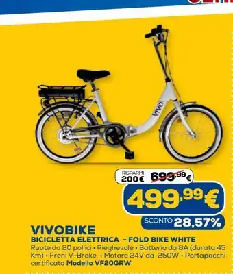 Euronics Vivobike bicicletta elettrica - fold bike white offerta