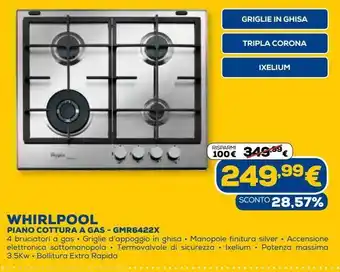 Whirlpool piano cottura a gas - gmr6422x