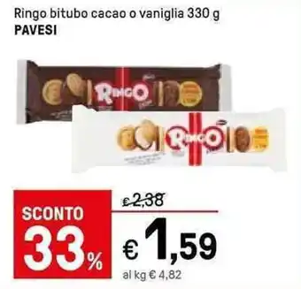 Iper La Grande Pavesi Ringo bitubo cacao o vaniglia 330 g offerta