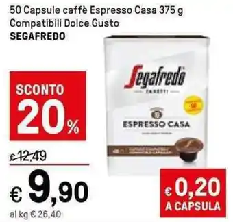 Iper La Grande Segafredo 50 Capsule caffè Espresso Casa 375 g Compatibili Dolce Gusto offerta