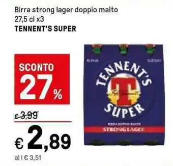 Tennent's Super Birra strong lager doppio malto 27,5 cl x3