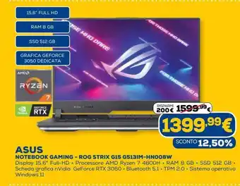 Euronics Asus notebook gaming — rog strix g15 g513im-hn008w offerta