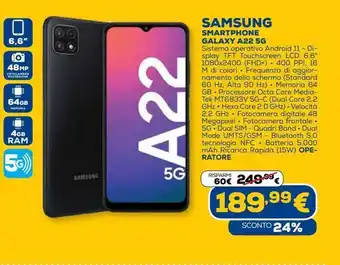 Euronics Samsung smartphone galaxy a22 5g offerta