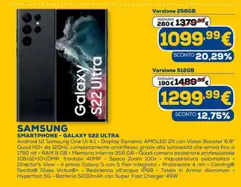 Euronics Samsung smartphone - galaxy s22 ultra versione 256 gb offerta
