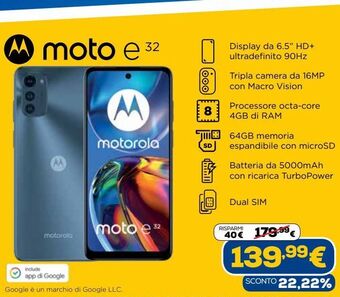 Euronics Moto e 32 offerta